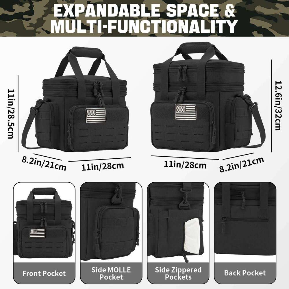 18L Tactical Lunch Box For Men Expandable Heavy Duty Insulated Cooler Leakproof Thermal Bag Work Camping Outdoor Picnic