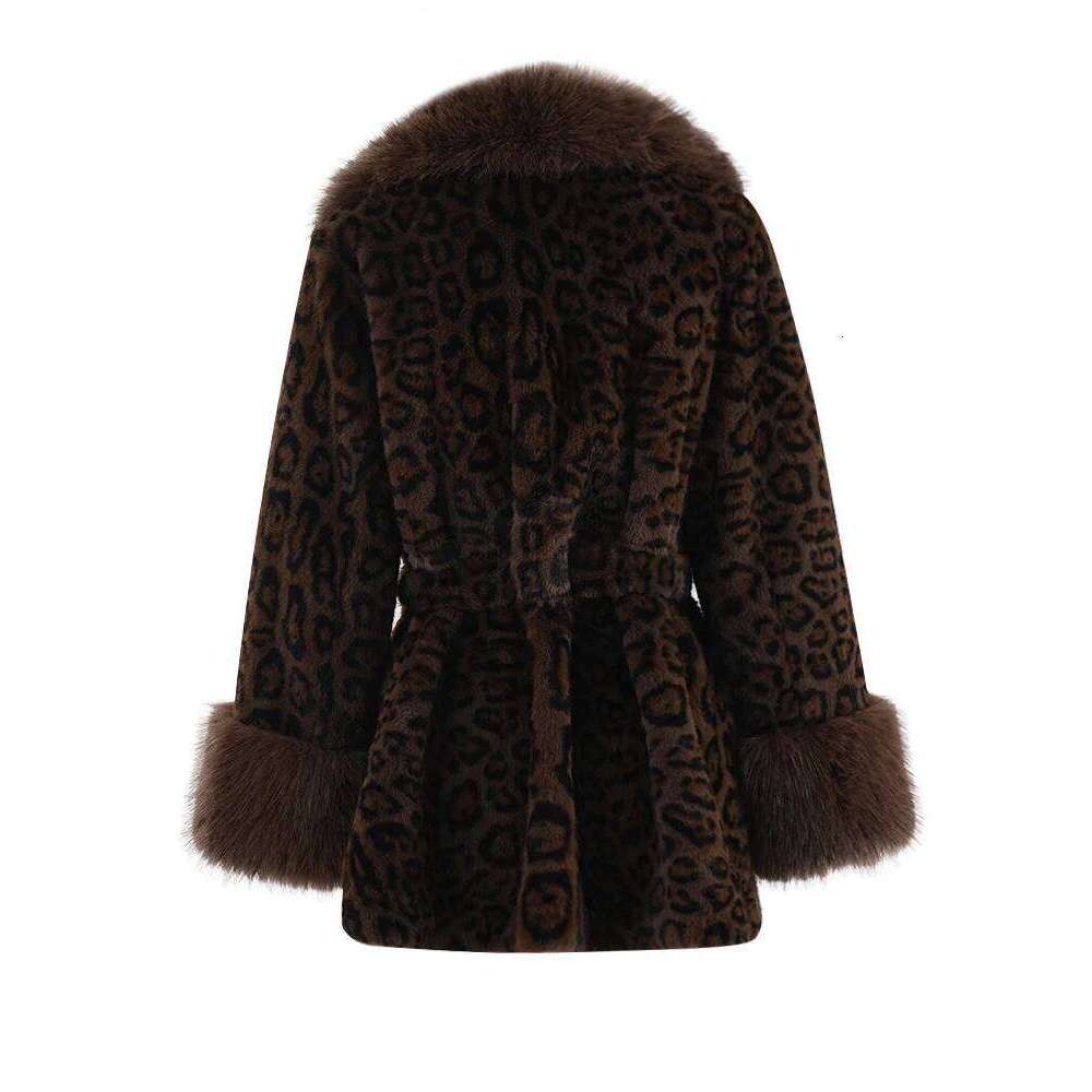 ZMEENNA Brown Leopard Big Size Warm Faux Fur Jacket New Lapel Long Sleeve Women Coat Fashion Tide Autumn Winter 2024 ZM592