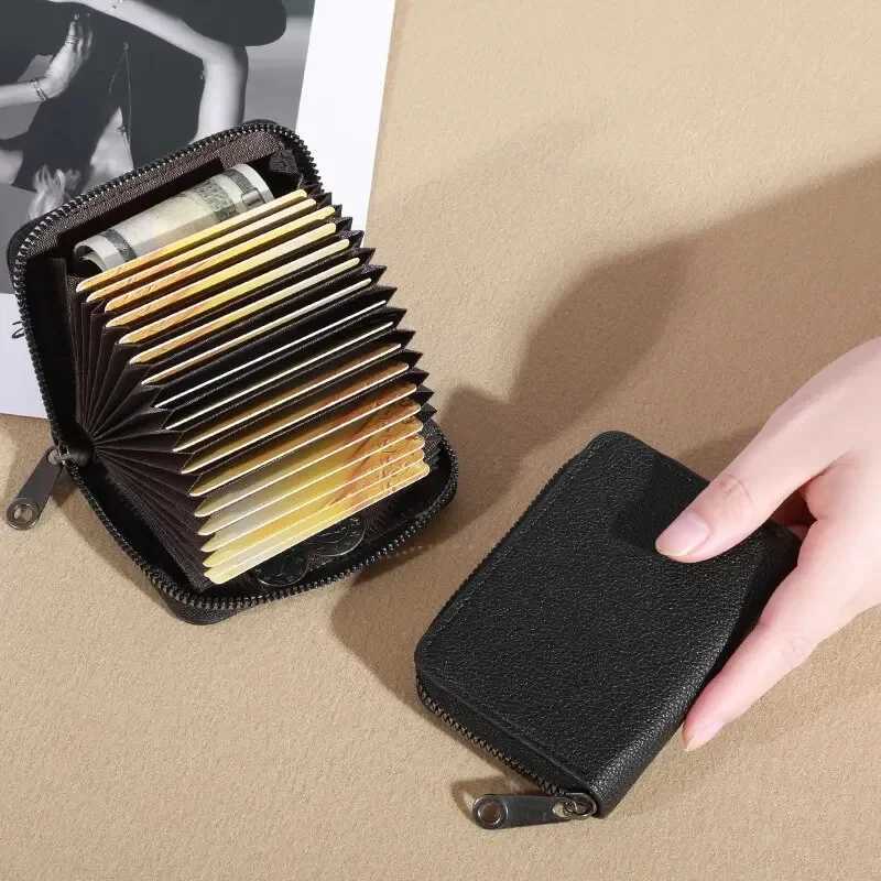 20 Detents Cards Holders PU Business Bank Credit Bus ID Card Holder Cover Coin Pouch Anti Demagnetization Wallets Bag Organizer Z250527