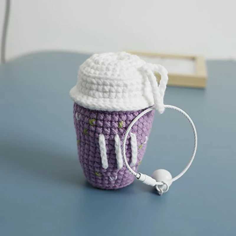 Creative Coffee Cup Crochet Keychain For Car Keys Keychains Cute Knitting Cup Pendant Keyrings Handmade Knitted Keychains 2024 W250526