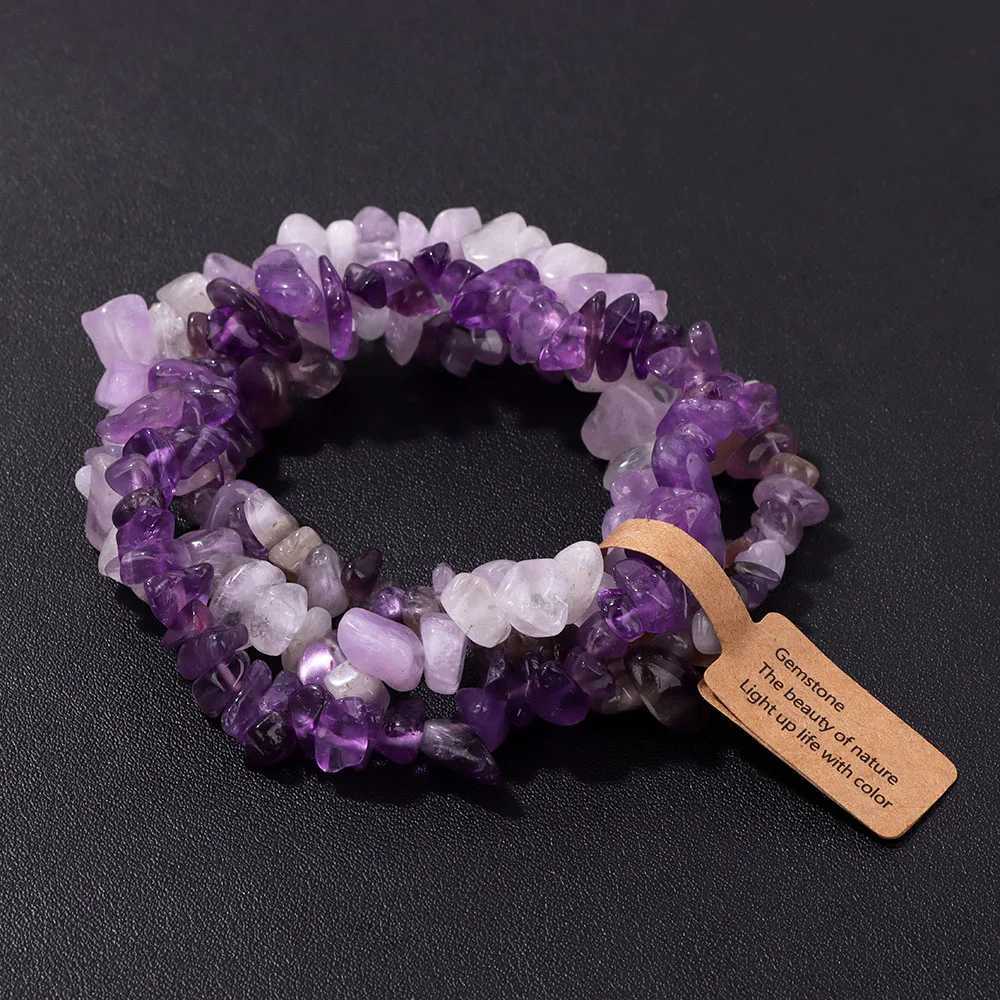 Irregular Natural Stone Bracelet Crystal Quartz Amethysts Tiger Eye Chips Gravel Beads Bracelets for Women Men Healing Jewelry W250526