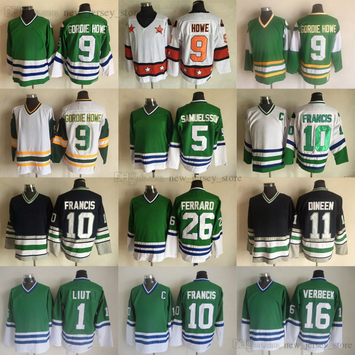 Custom S-6XL Vintage CCM Hockey 9 Gordie Howe Jersey Throwback Samuelsson 10 Ron Francis 11 Kevin Dineen 16 Patrick Verbeek Ray Ferraro Mike Liut Jerseys Classic Retro