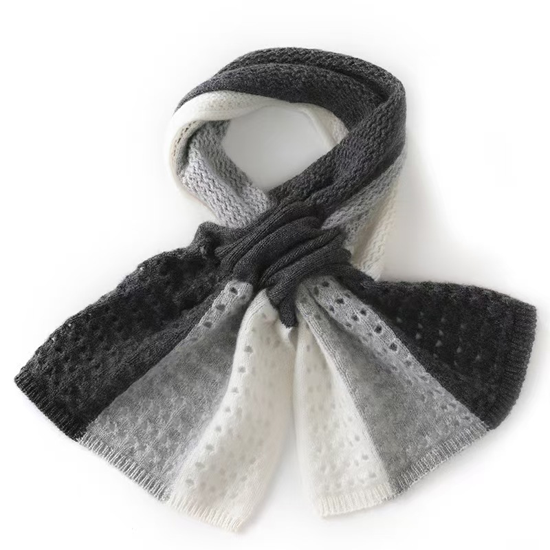 T818 cashmere women's scarf warm neck protection color matching knitted fashion perforated multi-color new neck scarf