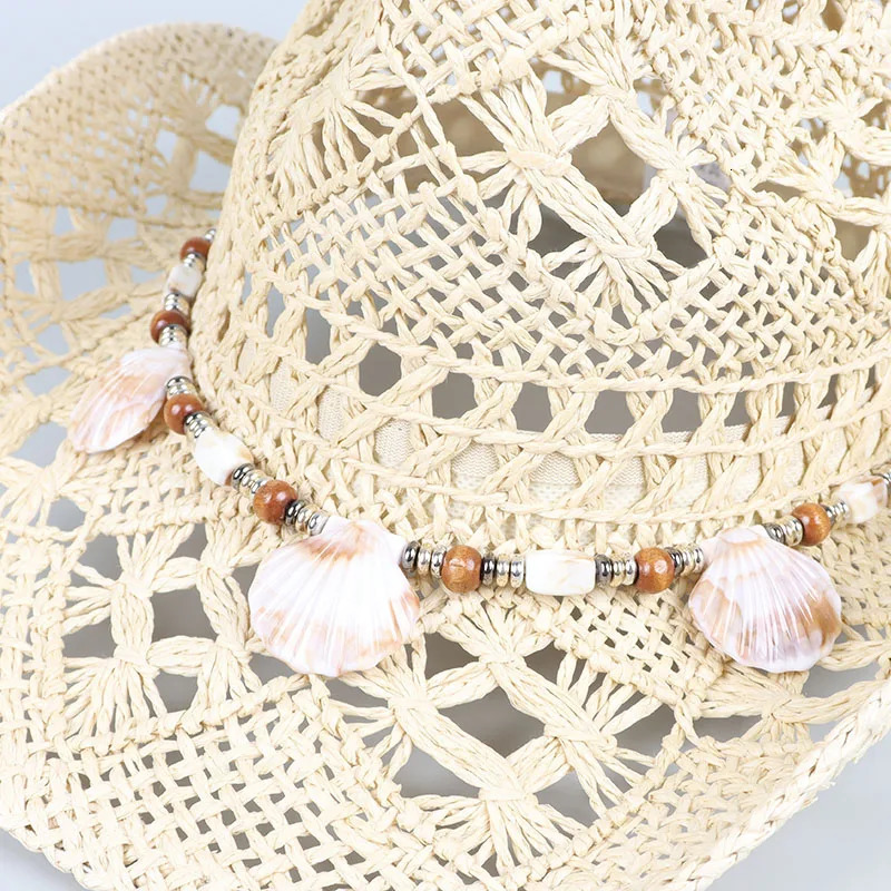 Western Cowboy Hats for Women Men Classic Vintage Hollow Out Unisex Curled Wide Brim Sun Hat Fishing Hat Climbing Straw Cap 250526