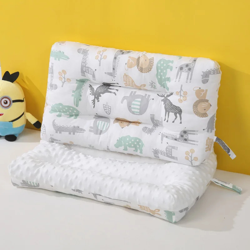 Baby Pillow Pure Cotton Infant Soothing Mood Soft Doublesided Breathable Cartoon Animal Kindergarten Nap Special Product 250527