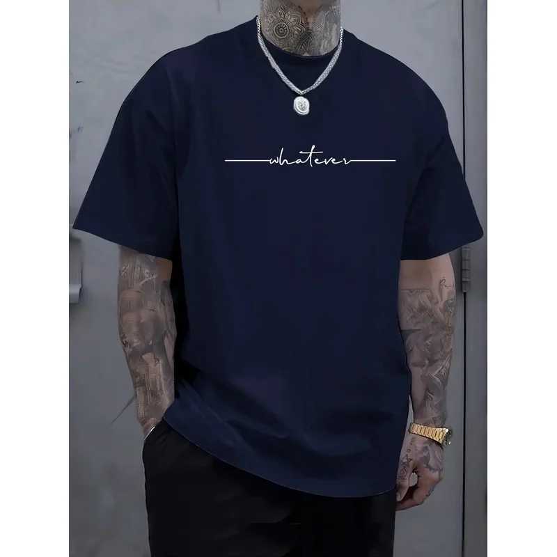 Summer Mens Casual Loose Large Size Letter Pattern Printed Comfortable Sports Round Neck Short Sleeve T-shirt Top Z250527