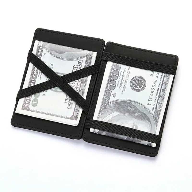 Men Ultra Thin PU Leather Mini Small Magic Wallet with Zipper Coin Pocket Purse Women Multifunction Credit Bank Card Holder Case Z250527