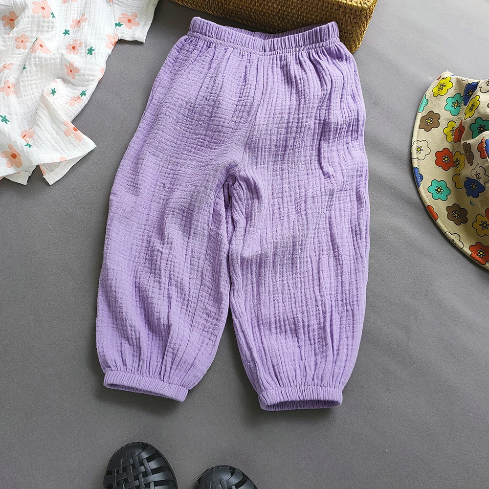 Summer Boys Girls Cotton Linen Pants Casual Baby Kids Loose Harem Girl Breathable Pant Children Clothing 250527