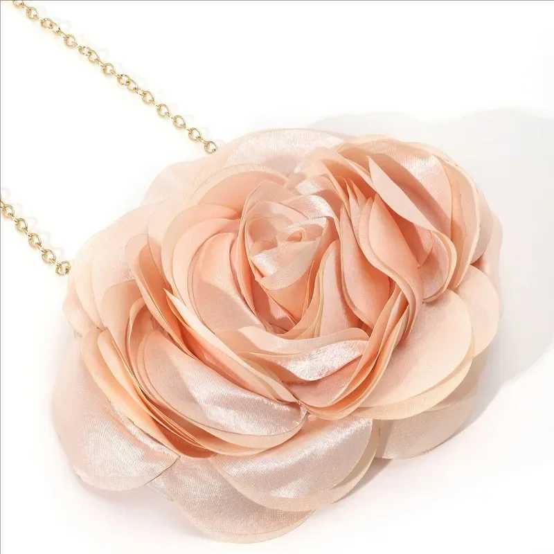 Sweet Coral Evening Bags Womens Multilayer Bridesmaids Satin 3D Floral Purse Wedding Clutches Nylon Fabric Soft Mini Handbags W250527
