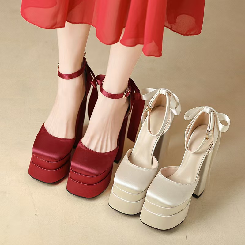 Women's Sexy Summer Sandals Platform Close toe High Heels Pumps Red Black White Party Dance Shoes Female Large Size ad93
