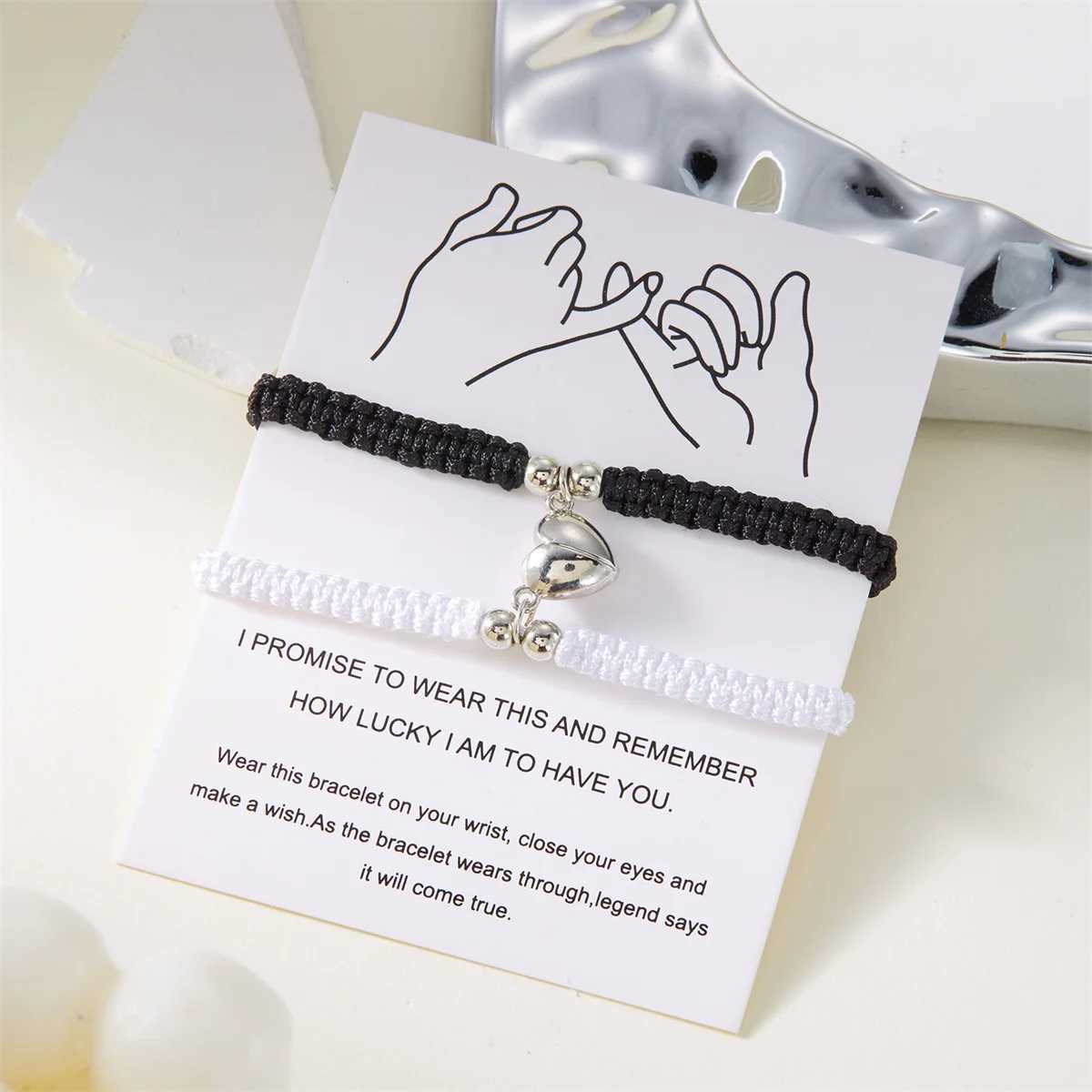 2Pcs/Set Romantic Heart Magnetic Attract Couple Bracelet For Women Men Fashion Braided Rope Matching Bracelet Friendship Jewelry W250526