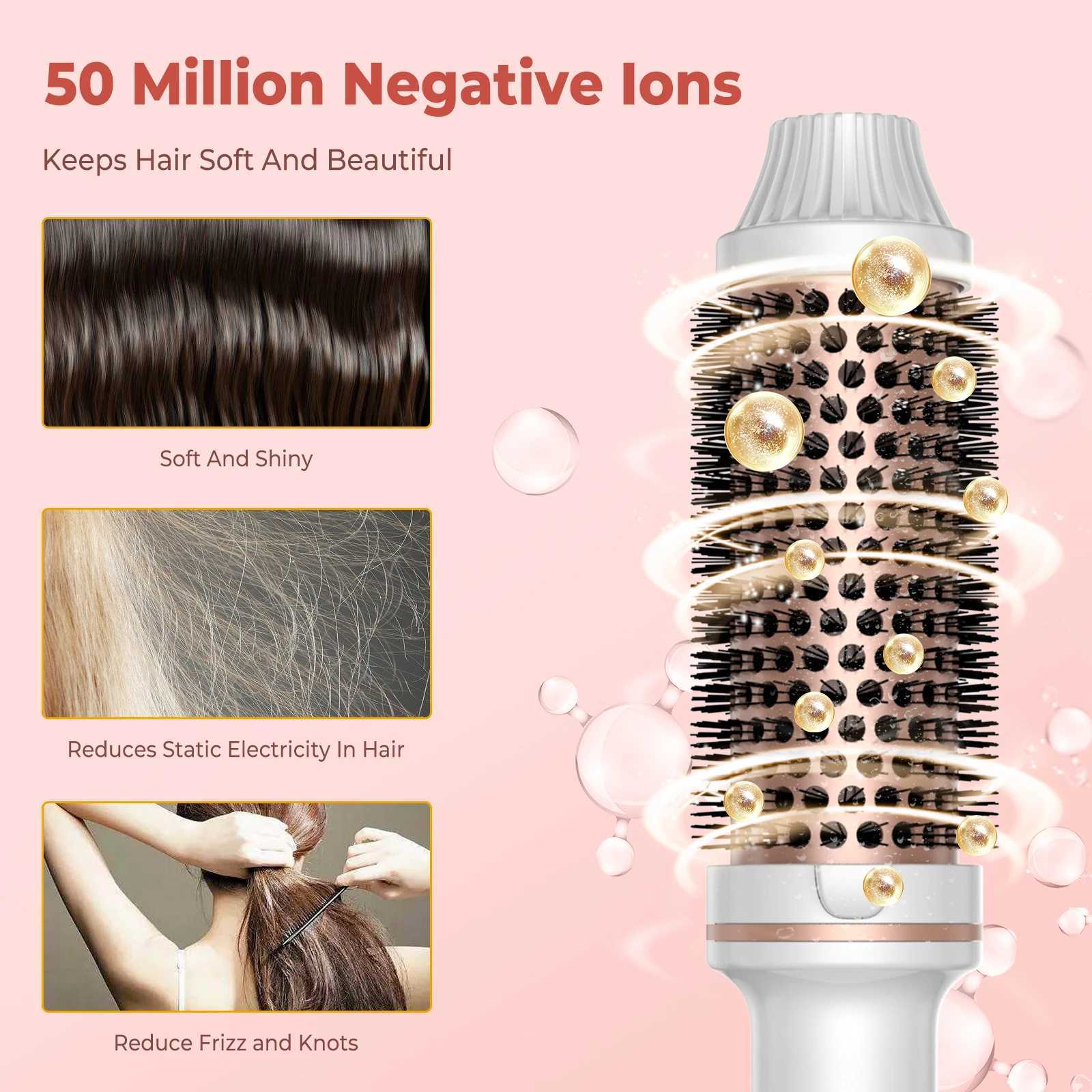 Thermal Ionic Round Brush Hot Curling Iron with 10 Temp Settings 30s Fast Heated for All Hair Types White free shipping