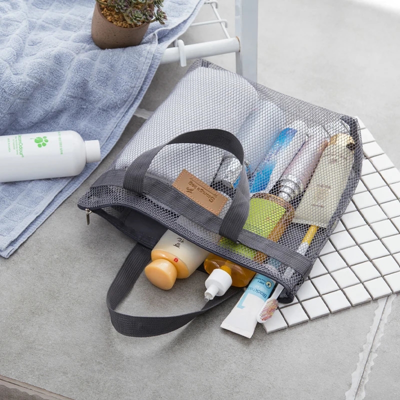 Large Travel Bag Organization Storage Bag Reusable Eco Bag Clothing Portable Outdoor Beach Mesh Pouch Bathroom Wash Bag Package 250526