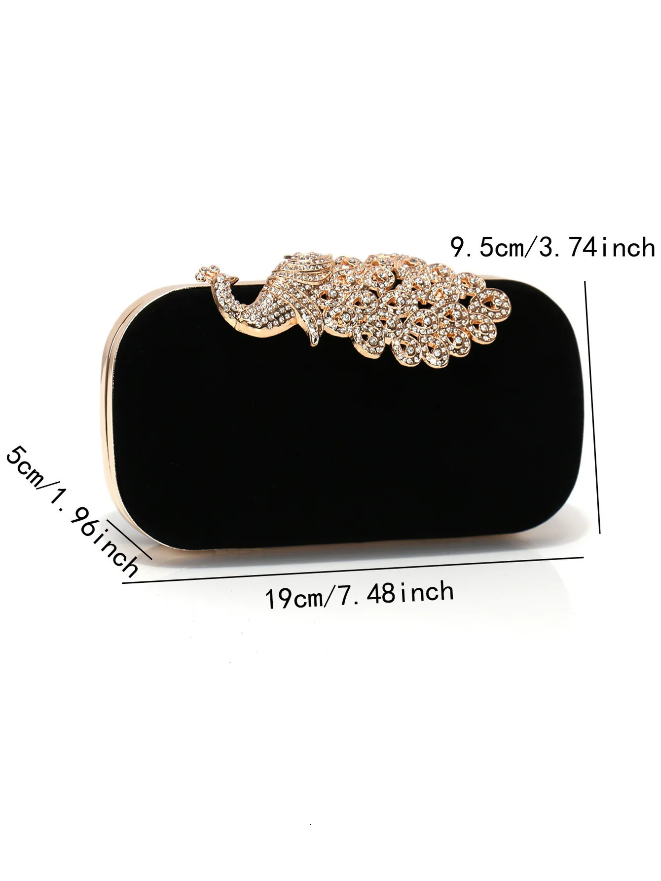 Rhinestones Women Evening Bags Velvet Crystal Glitter Clutch Bags Hollow Out Metal Shoulder Chain Handbags 250526
