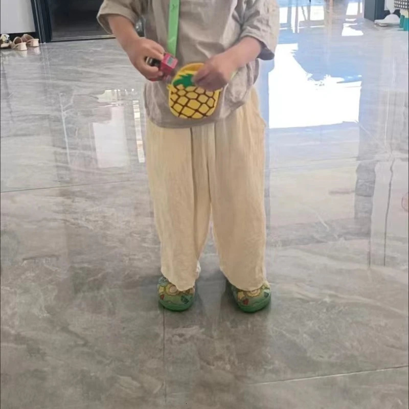 Baby Boy Girl Pant Cotton and Linen Cropped Trousers Child Long Kid Summer Infant Clothes 250527