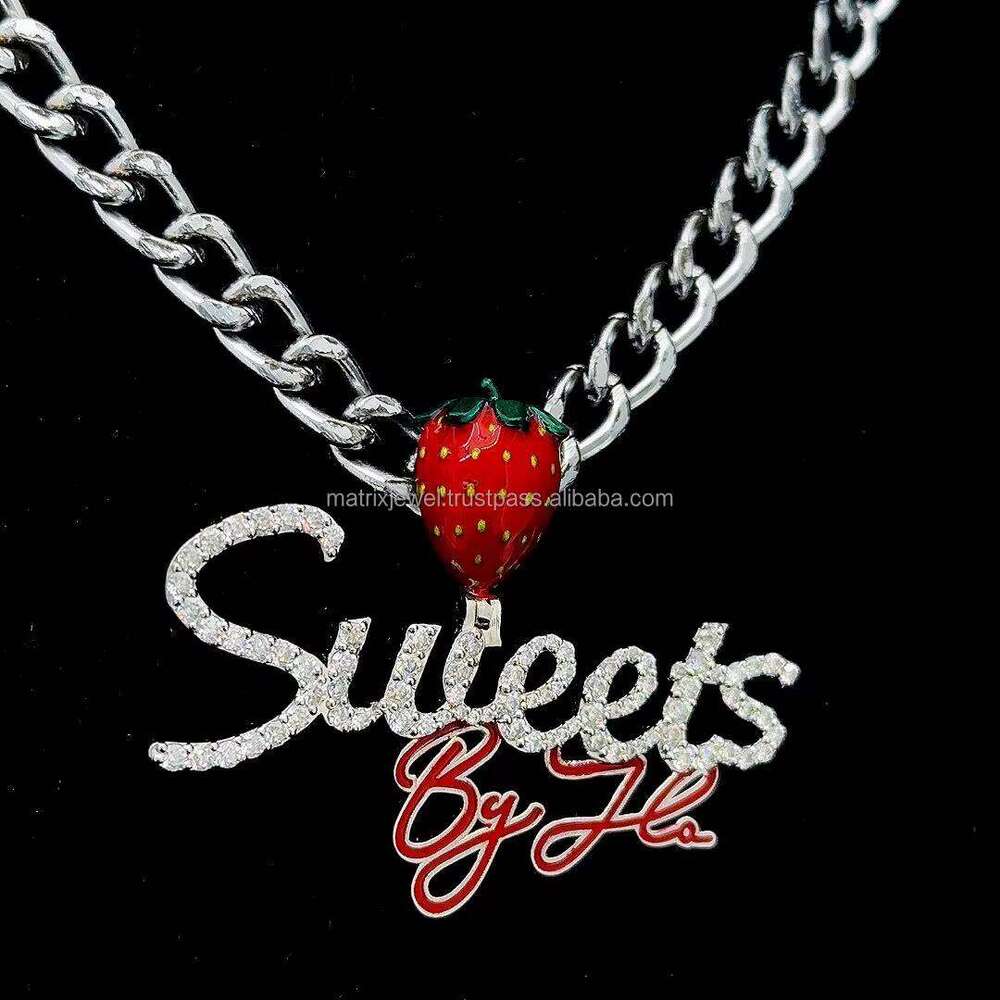 Solid Sier Iced Out Bail Night Glow in Darkness Enamel Name Custom Pendant With Moissanite Dia