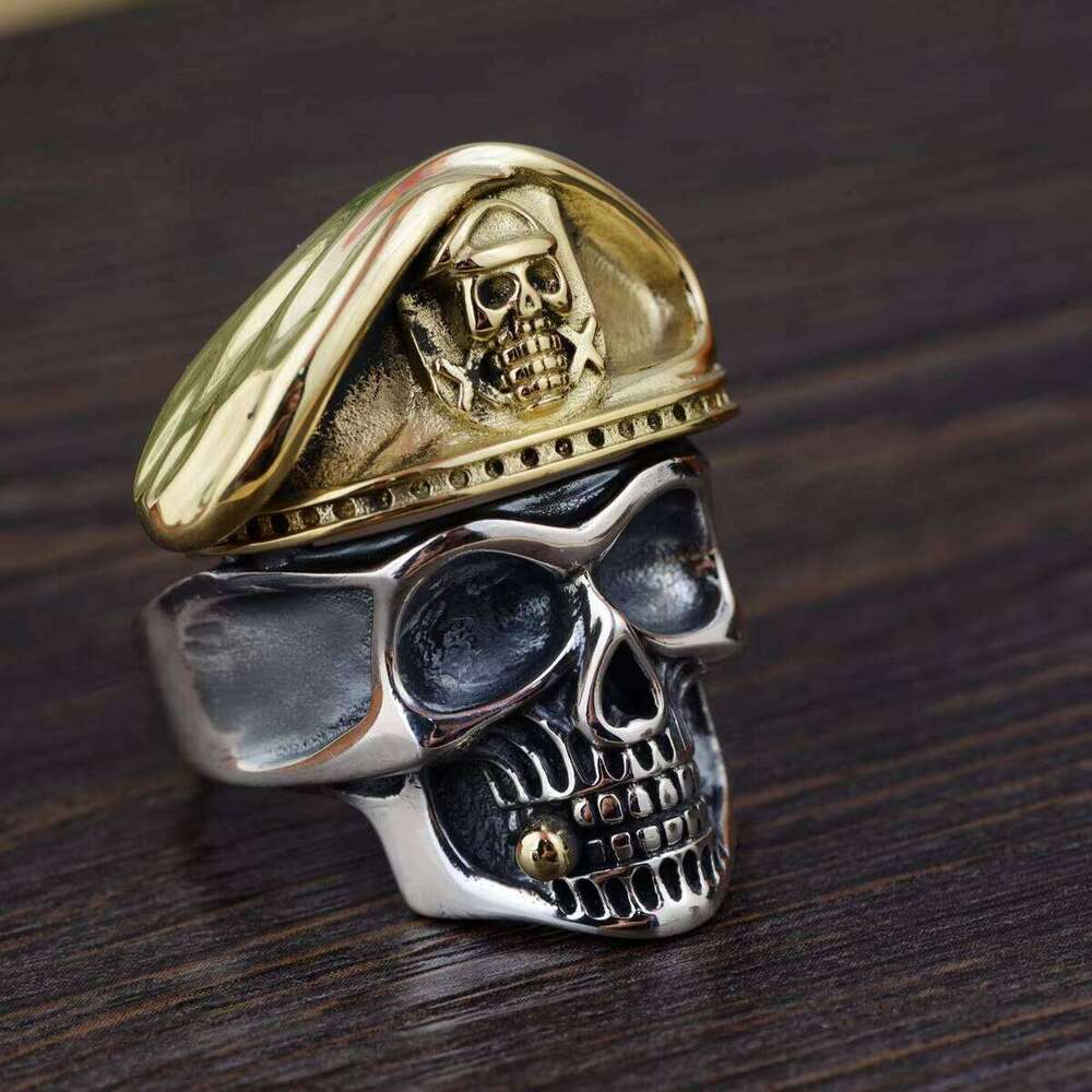 Authentic Sterling Sier Gothic Skeleton Skull Men Punk Ring