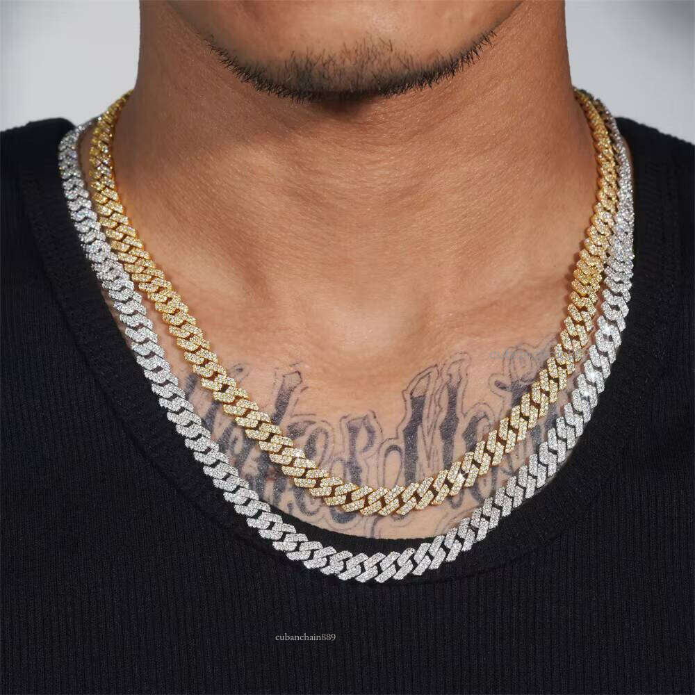 Ready to Ship Classic 8mm Moissanite Hip Hop Jewelry Sier Iced Out Cuban Link Pass Dia Chain