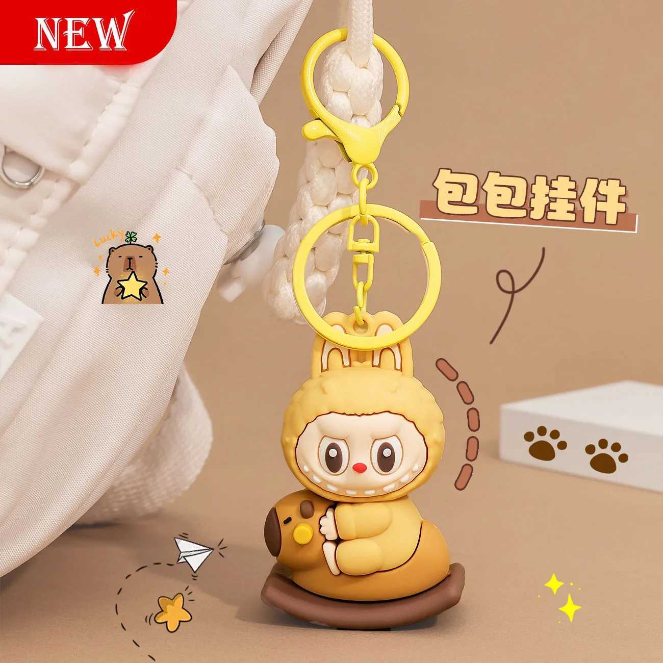 New Creative Cute Naughty Labubu Keychains For Women Y2k Bag Pendant Couple Car Key Chains Jewelry Gift Decoration Accessories W250526