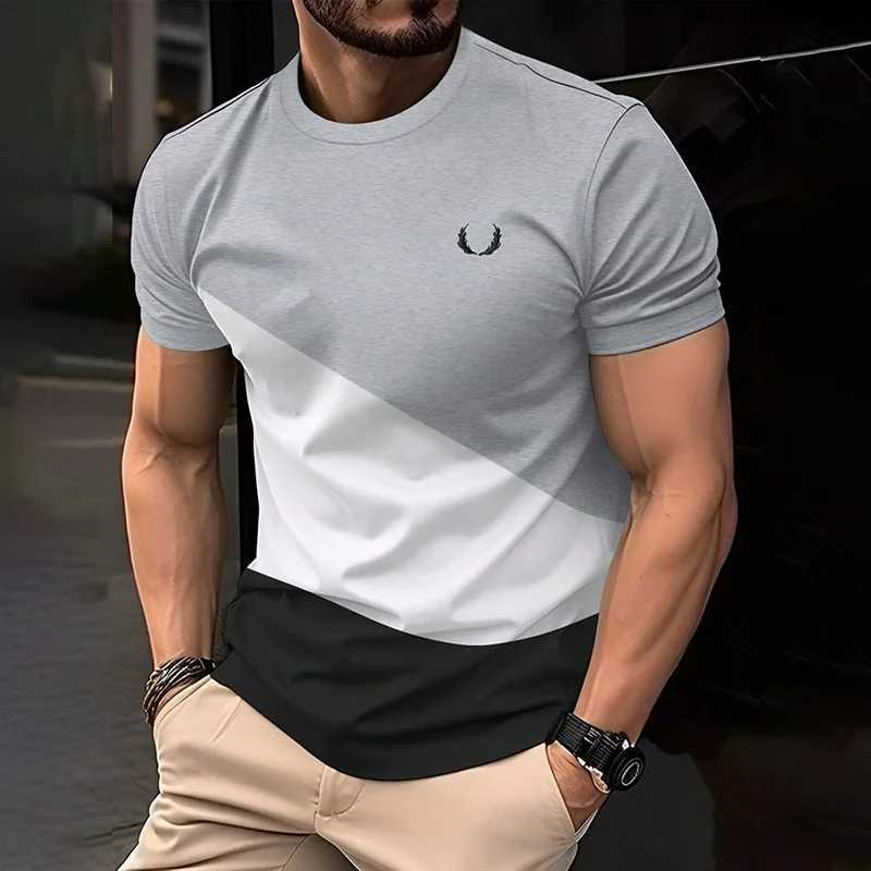 Simple Contrasting Colors T Shirts For Men Fashion Summer Short Sleeve 3D Printed T-shirts Casual Loose Daily Wear Tees Z250527