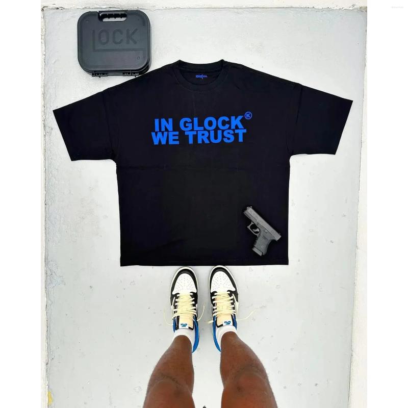 Men's Casual Shirts European And American Street Hip-hop Letter Pistol Print Short-sleeved T-shirt Women's Loose Summer