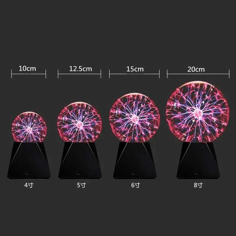 3/8 Inch Sound Control Magic Plasma Ball Lamp LED Night Light Atmosphere Touch Glass Plasma Light Christmas Party Decor Lighting XJ250527