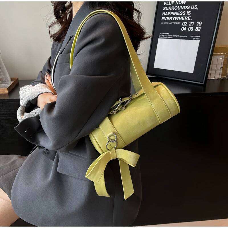 Women's Bags Designer Brand Boston Large Capacity Tote Korean Bow Handbag Female Simple Fashion Texture Underarm Trendy Versatile Shoulder Bag