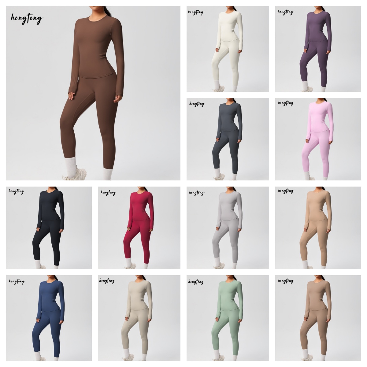 Workout sets woman elastic skinny long sleeve pants yoga set bodybuilding gym clothes outdoor running breathable moisture wicking quick dry active wea