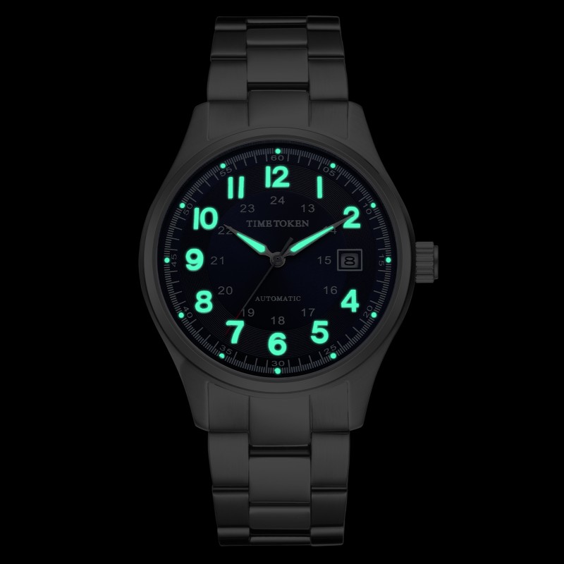 TIMETOKEN Men's Watch - Imported Auto - Movement, 50m Water Protection, Sapphire, 316 Stainless with Luminescent Design
