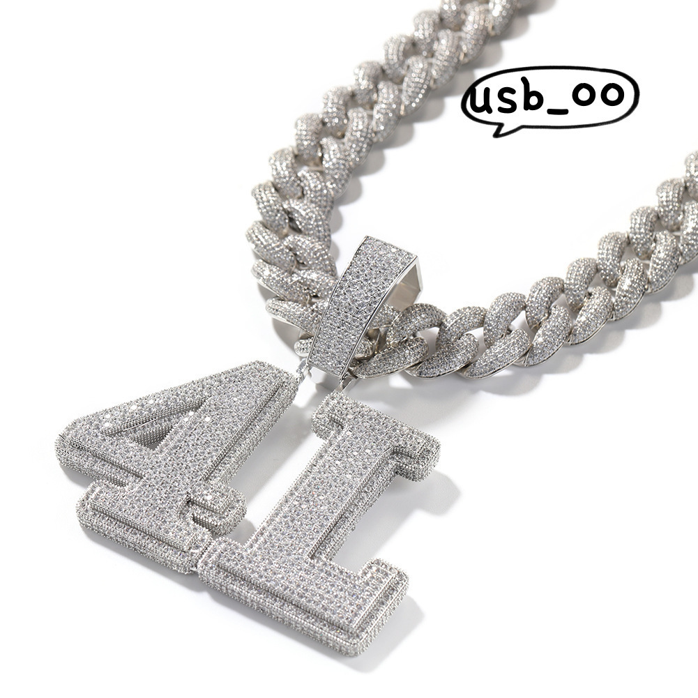 Hip Hop Quality Custom Number Styles Pendant Silver 925 Moissanite Pendant Necklace For Men Hip Hop Jewelry Gifts