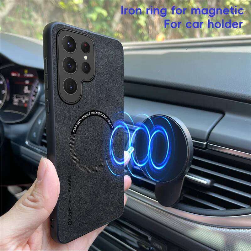 Magsefa Magnetic Phone Case For Samsung S25 S23 Plus S22 S21 S20 S24 FE Note 20 Ultra Wireless Charging Leather Cover