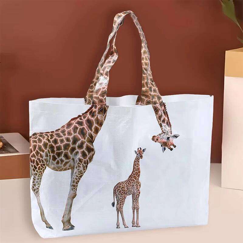 Women's Bags Designer Waterproof Shoulder Pouch Giraffe Shopping Large Capacity Creative Eco Handbag Portable Roomy Lady Woven Tote Travel Bag