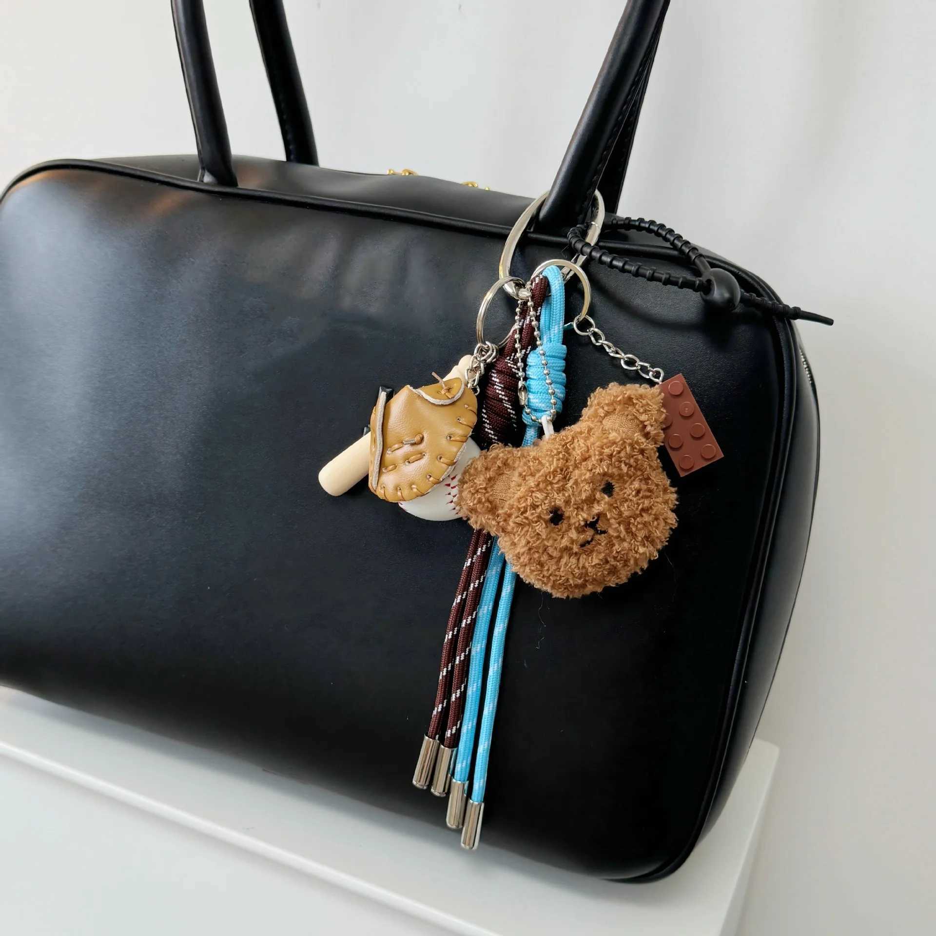 Ins Cute Plush Doll Keychain Bear Rabbit Mobile Phone Pendant Bag Car Autumn/Winter Accessories For Girl Women Gifts Y2k W250526