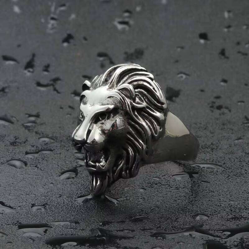 Sier lion Head Stainless Steel Custom Ring Men's Jewelry Gift Wholesale