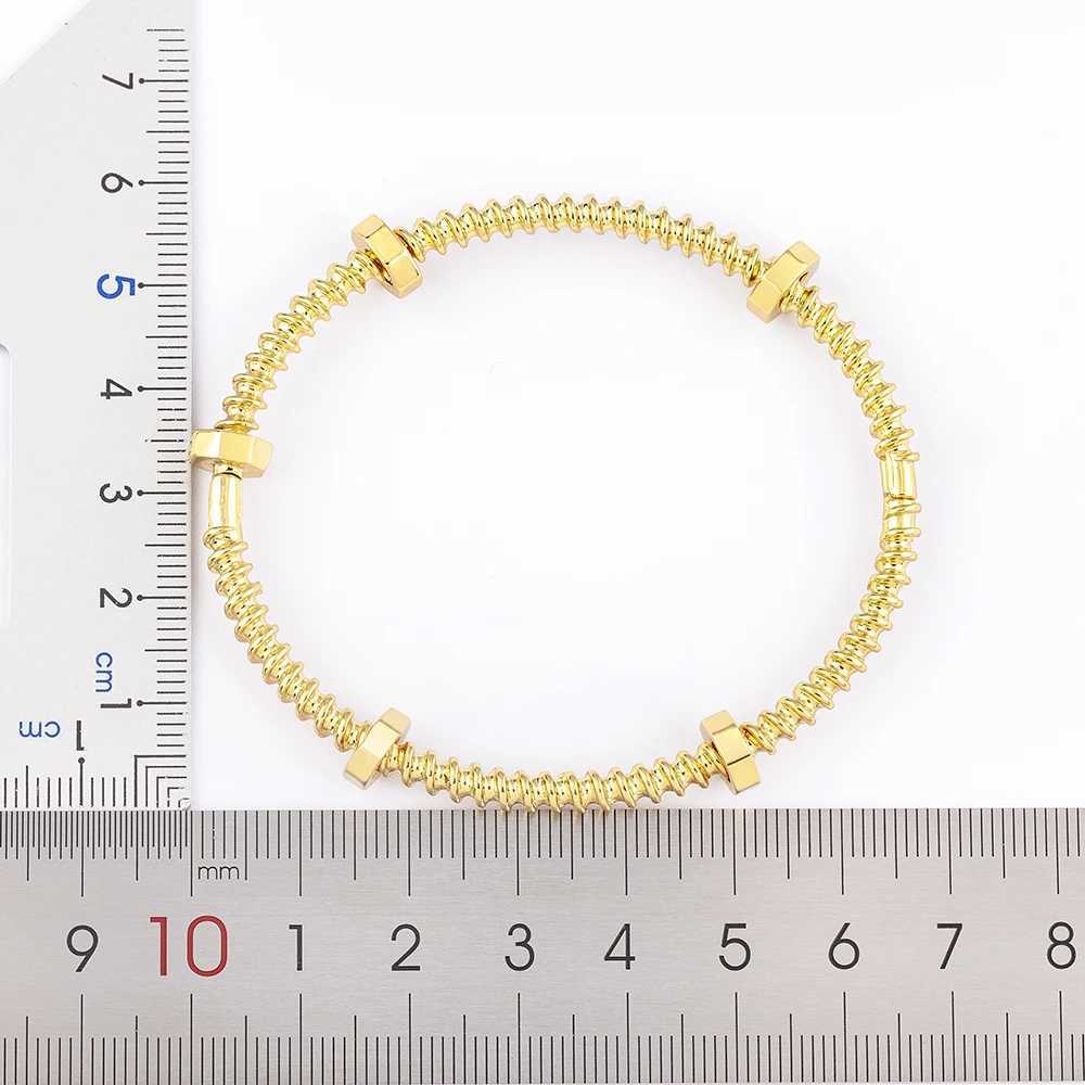 AIBEF New Trendy Unique Design Screw Thread Bracelet Women Copper Jewelry Unusual Accessories Bangle Unisex Party Gift Wholesale W250526