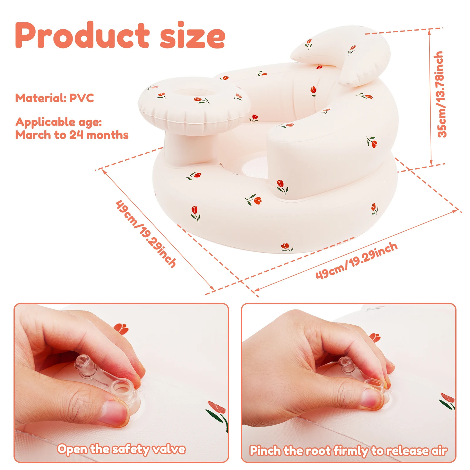 Inflatable Baby Seat Breathable Chair Portable Blow Up Infant Safe Floor for 324 Months 250527