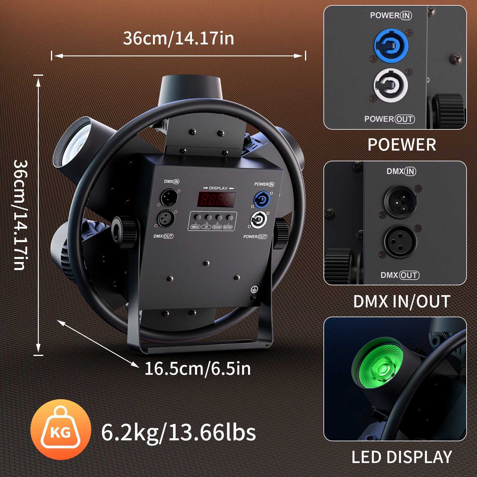 Yiflamefly 350W 7PCS Retro Lights DMX512 DJ Light 3/5/8/21/23CH Channel for Church Concert Wedding Birthday Party and Stage XJ250527