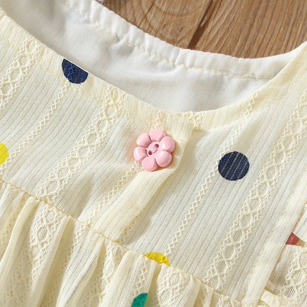 Summer Baby Girl Colored Polka Dot Small Flying Sleeve Top And Shorts Set Beach TwoPiece Set 250527