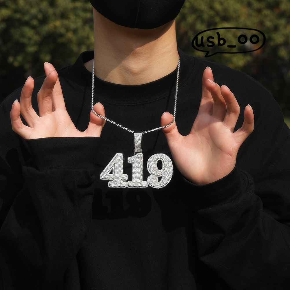 Hip Hop Quality Custom Number Styles Pendant Silver 925 Moissanite Pendant Necklace For Men Hip Hop Jewelry Gifts