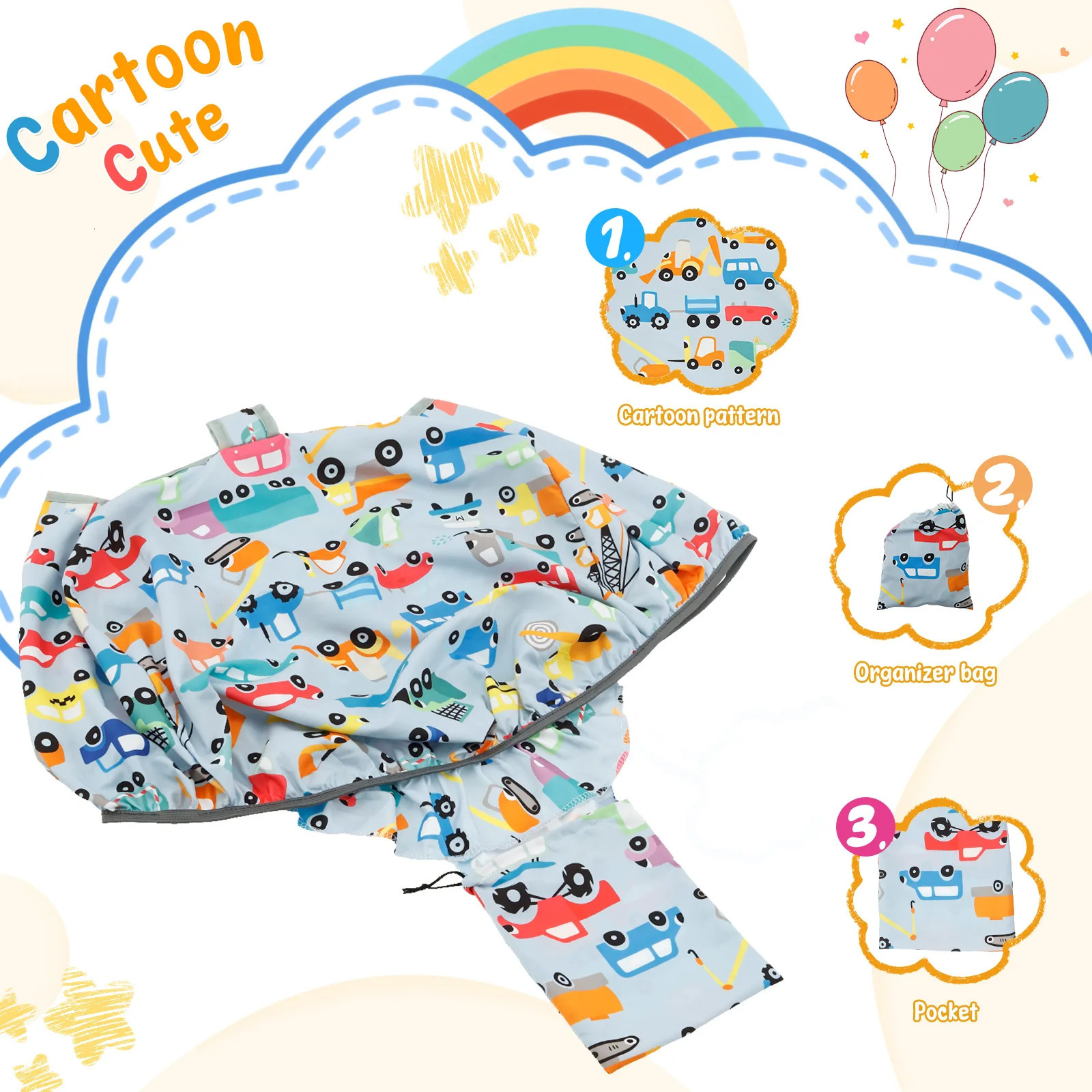 Baby Shopping Cart Seat Cover Polyester Waterproof Carton Style Safety Comfortable Children AntiDirty Pad 250527