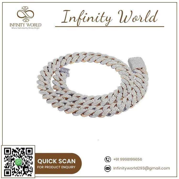 Fine Jewelry Link Necklace 18mm Sterling Sier VVS Moissanite Dia Cuban Chain for Men
