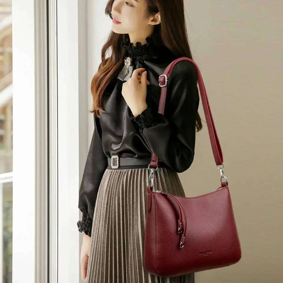 Genuine Brand Women's Soft PU Leather Shoulder Crossbody Hand Bags Designer Ladies Messenger Commuting Sac A Main