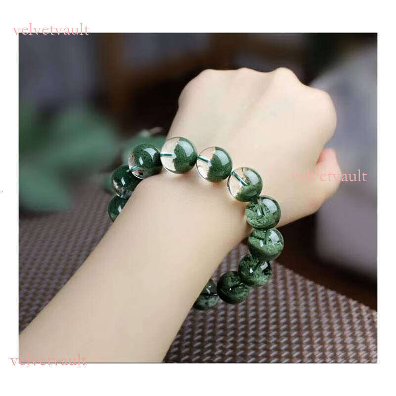 Semi-Craft Set Crystal Accent Green Phantom Quartz Gourd Bracelet
