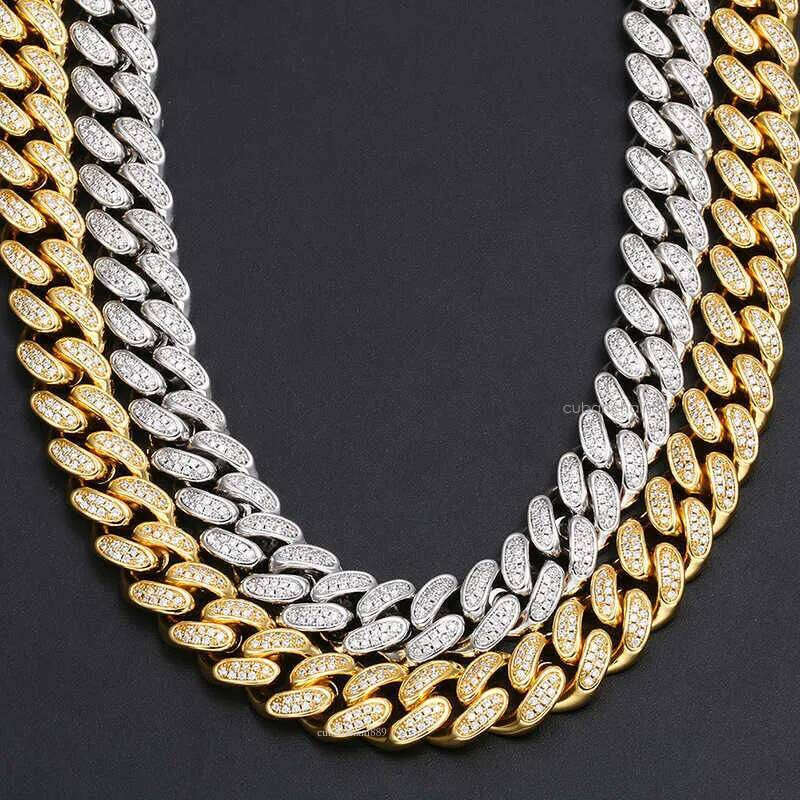 12mm Latest Trendy Moissanite Link Chain Gold Color Dia Iced Out Necklace Hip Hop sier S Cuban chain