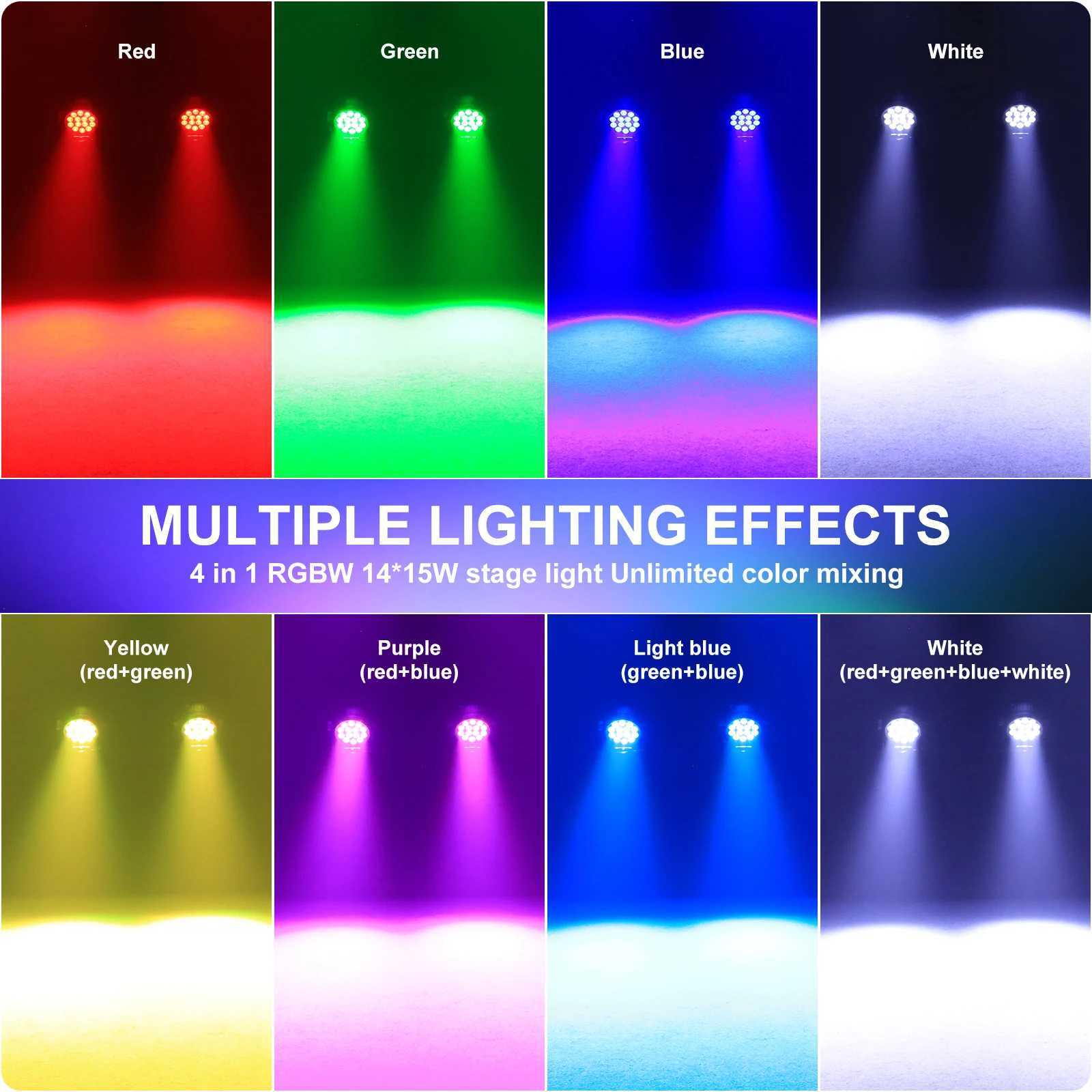 4PCS 14LED RGBW Stage Par Lights 180W DJ Disco Party Lights Sound Activated Stage Effect Lighting Projector for Concert TheaterXJ250527