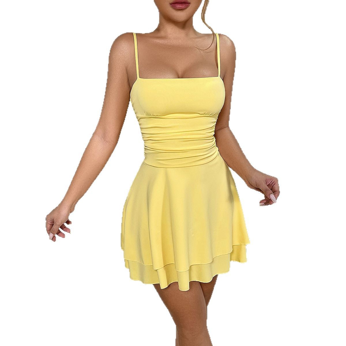 Women's European and American sexy suspender strapless backless dress