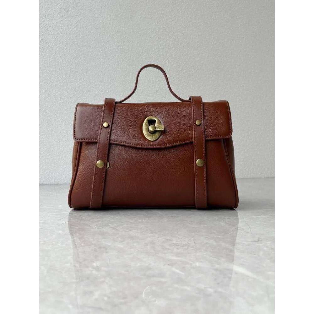 Vintage Shoulder Cowhide Genuine Leather Messenger Bag Women Tote Handbag Hasp Casual Office Ladies Single Crossbody Bags