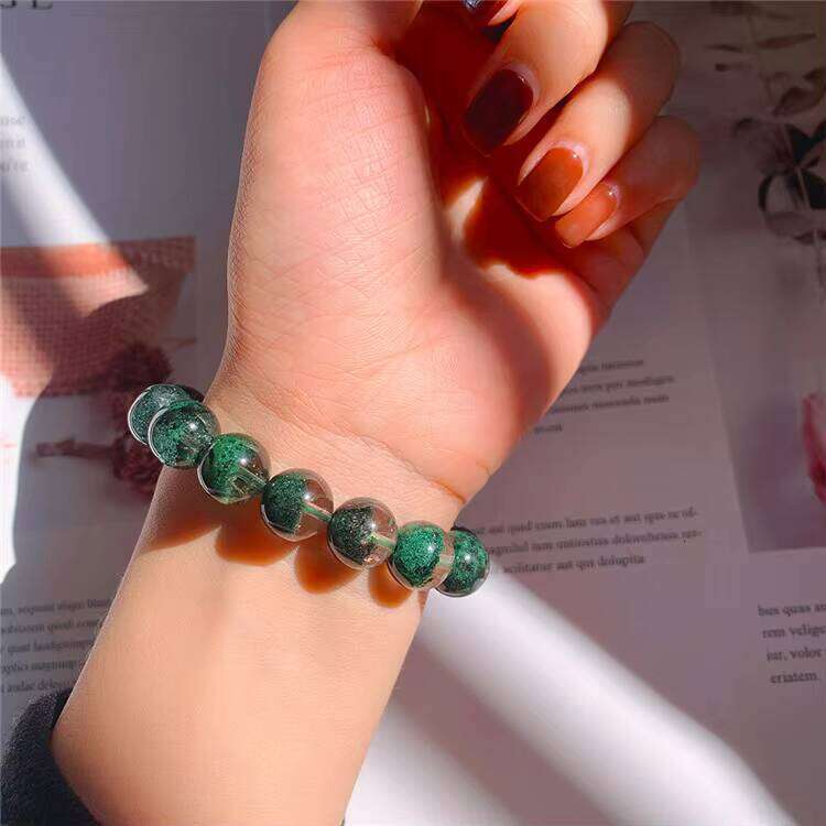 Stone Bead Natural Quartz Basin Half Scene Green Phantom Crystal Bracelet