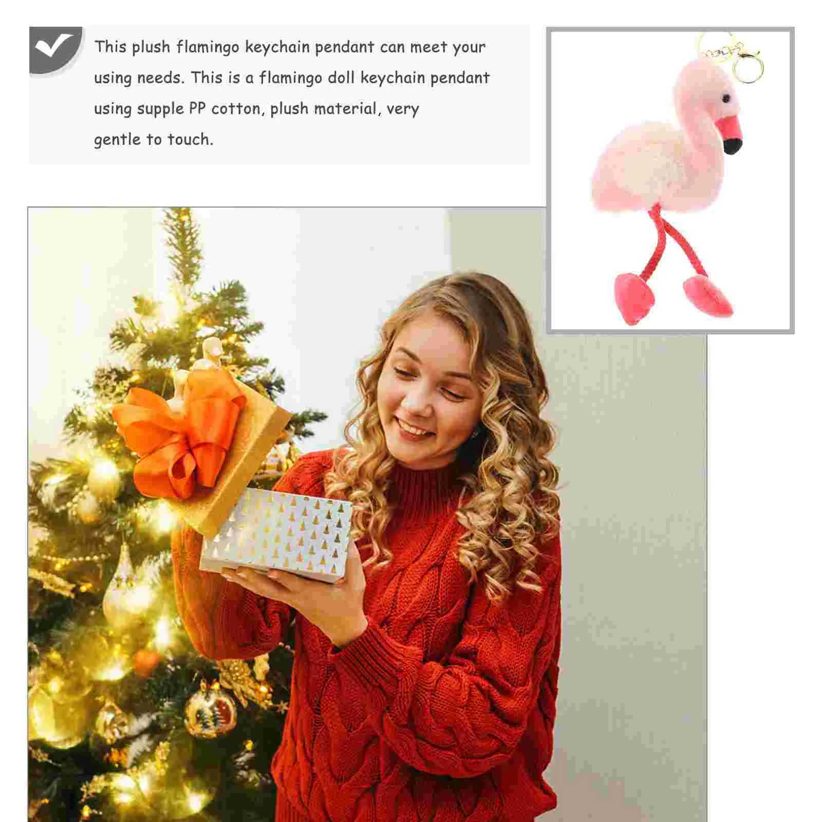 Flamingo Keychain Pendant Plush Hanging Decor Bag Pendant for Keys Totes Backpacks Handbags and Suitcases W250526