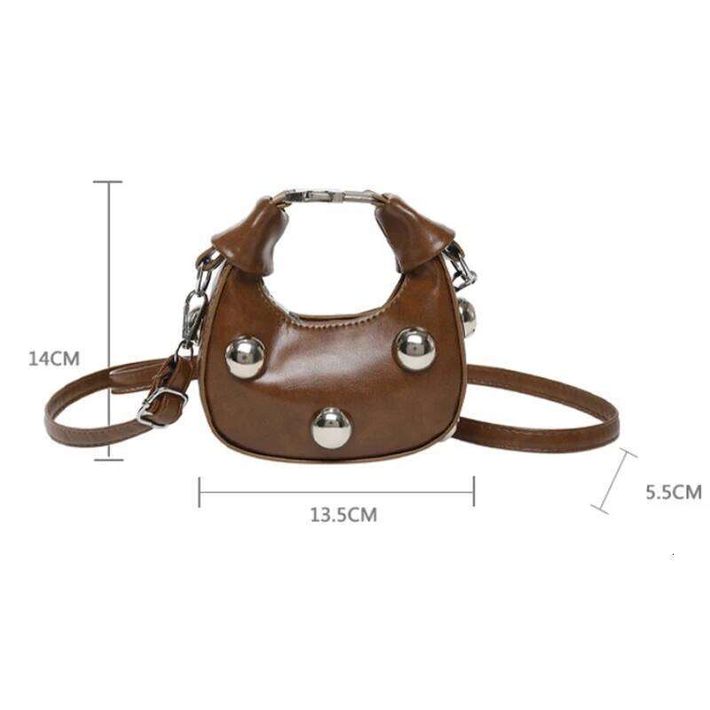 Women's Bags Designer Satchel Rivet Small Dumpling Purse Personalized Mini Handbag Ladies Fashion Shoulder Bags Solid Color Crossbody Bag